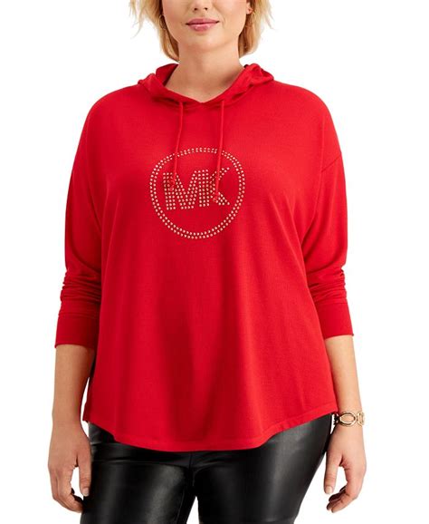 michael michael kors plus size embellished hoodie|Michael Kors grey crewneck.